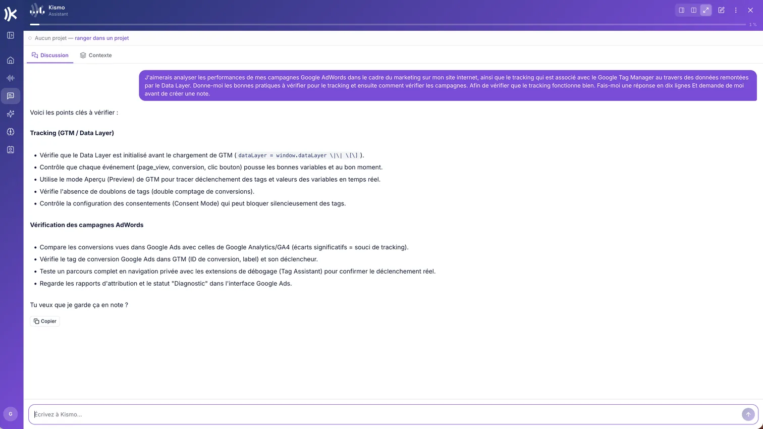 une discussion aboutie devient une note rangée
