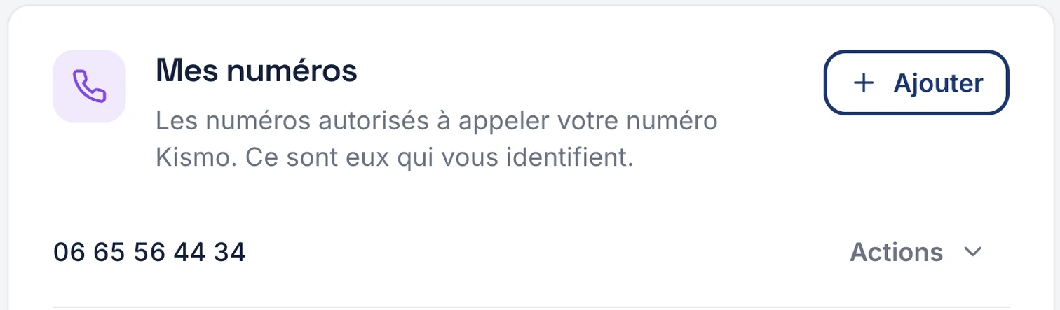 vos numéros autorisés, gérés dans l'espace client