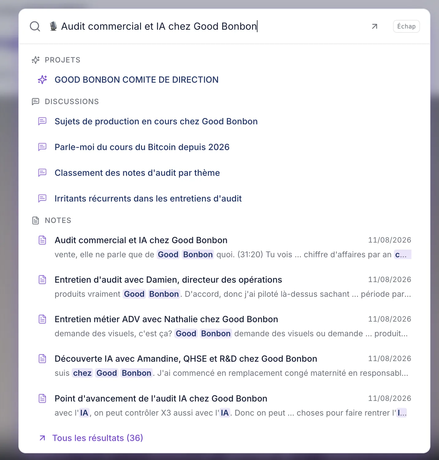 une idée suffit : la recherche retrouve notes et concepts