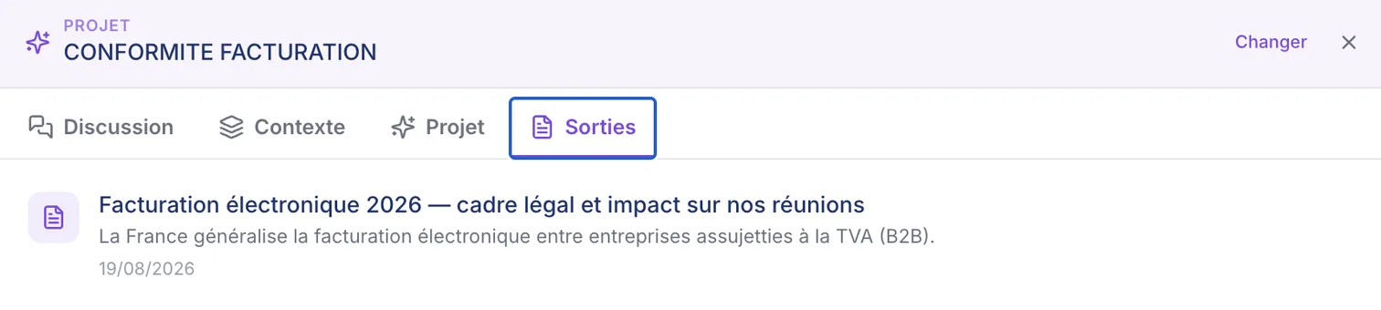 un projet : contexte, discussions et sorties au même endroit