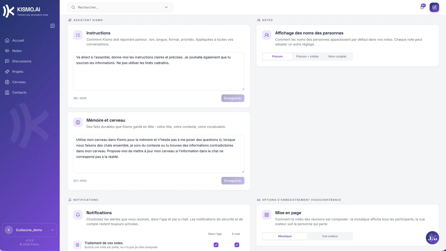 vos instructions durables, appliquées à chaque discussion