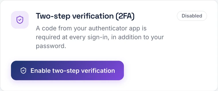 turning on two-factor authentication on a KISMO account
