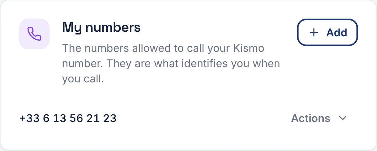 managing authorized numbers in your account