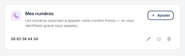 la gestion des numéros autorisés dans l'espace client